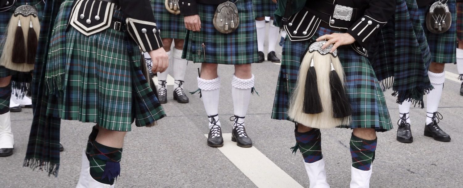 St. Patrick Day Events in Winchester, VA | Group of men marching in street in kilts